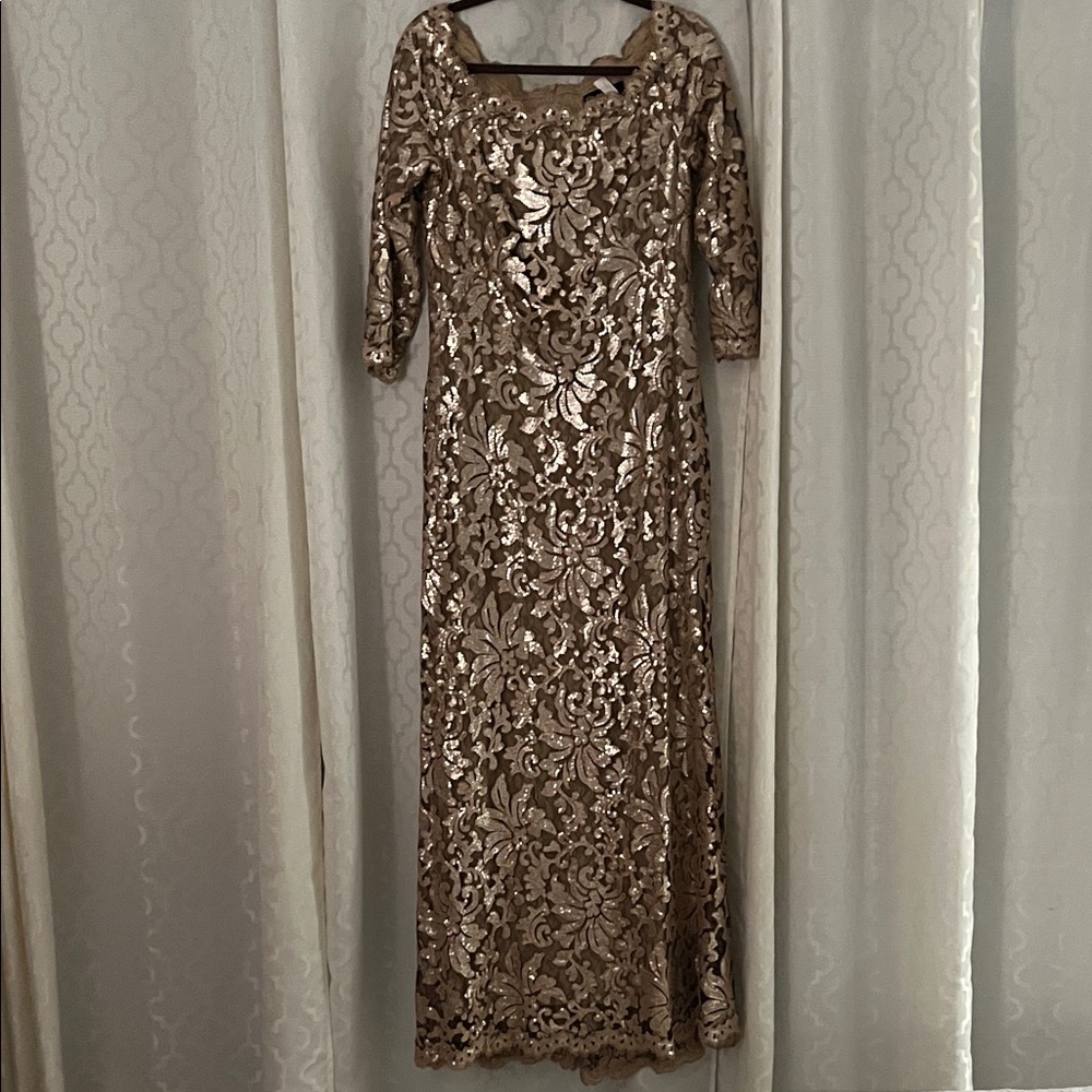 Tadashi Shoji Metallic Lace Long Sleeve Dress